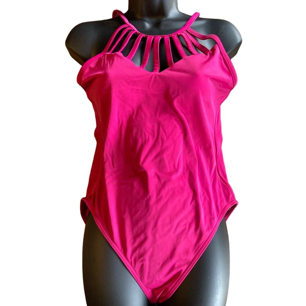 Blackmilk Strapped up magenta swimsuit LARGE USED